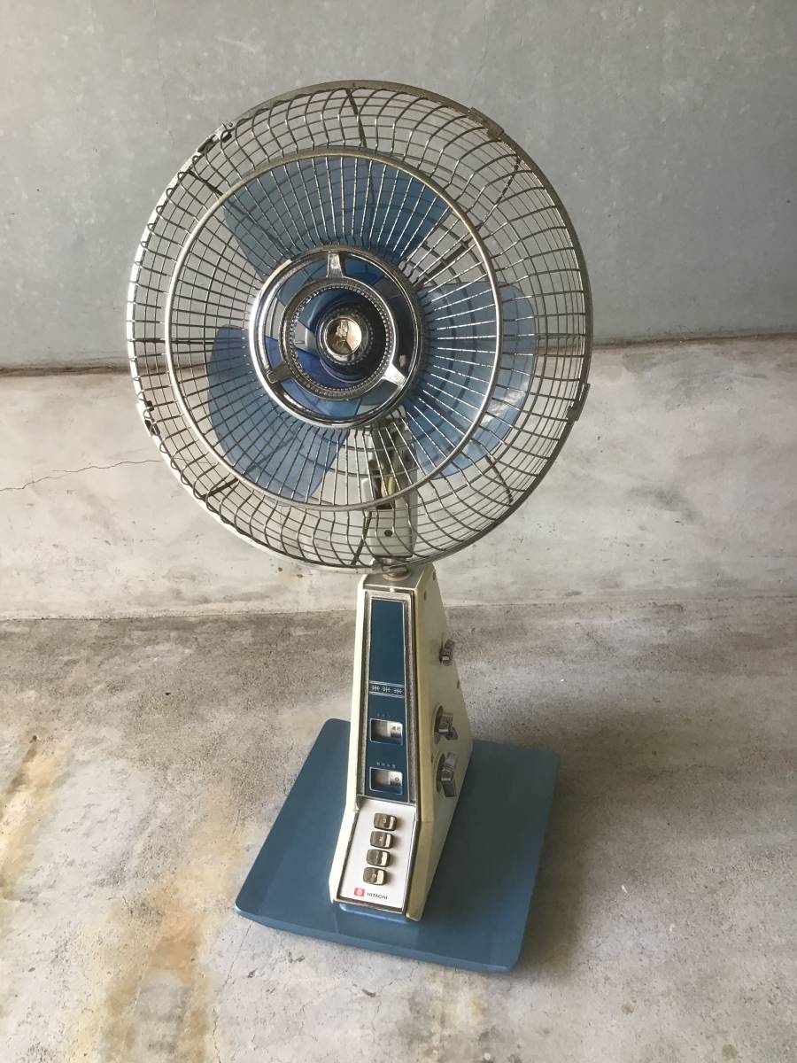 扇風機 日立 HITACHI 動作品 タイマー付 レトロ ブルー メタリック