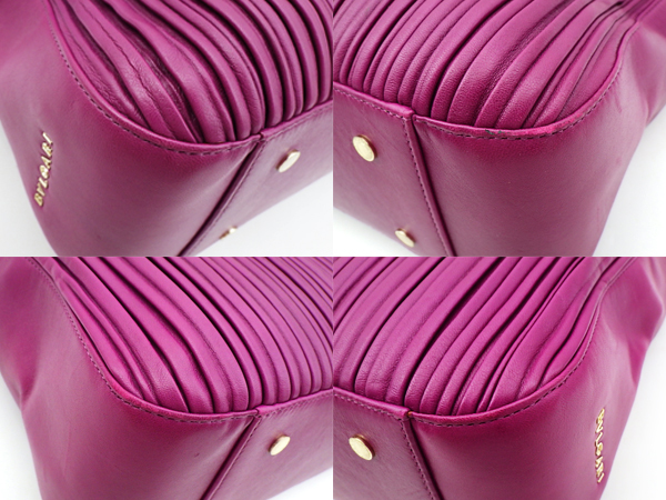 BVLGARI ブルガリ モネーテ ナッパプリセ チェーントートバッグ レザー 