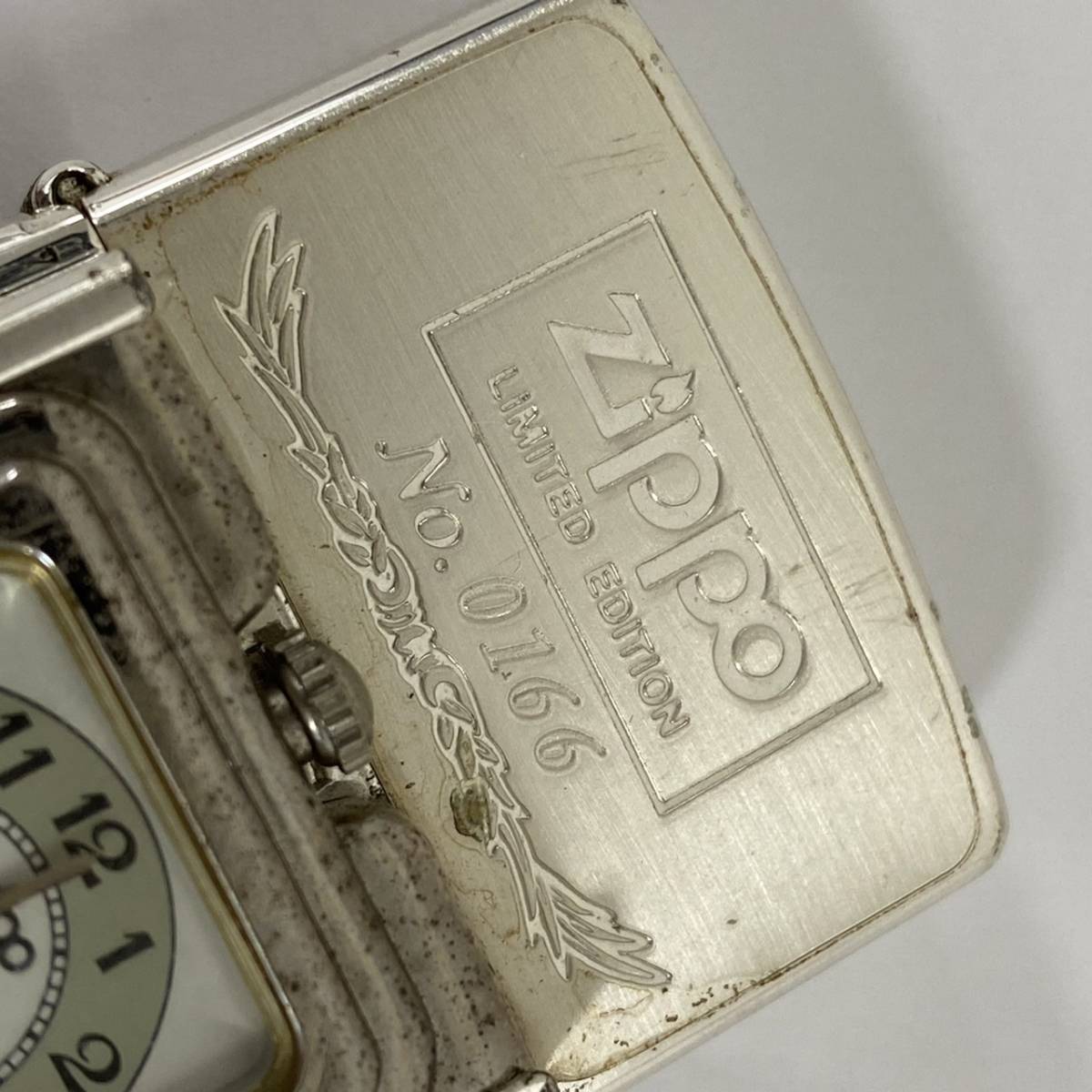 F-8124【Zippo】時計付き Zippo ホルダー付き ヴィンテージジッポ 希少 