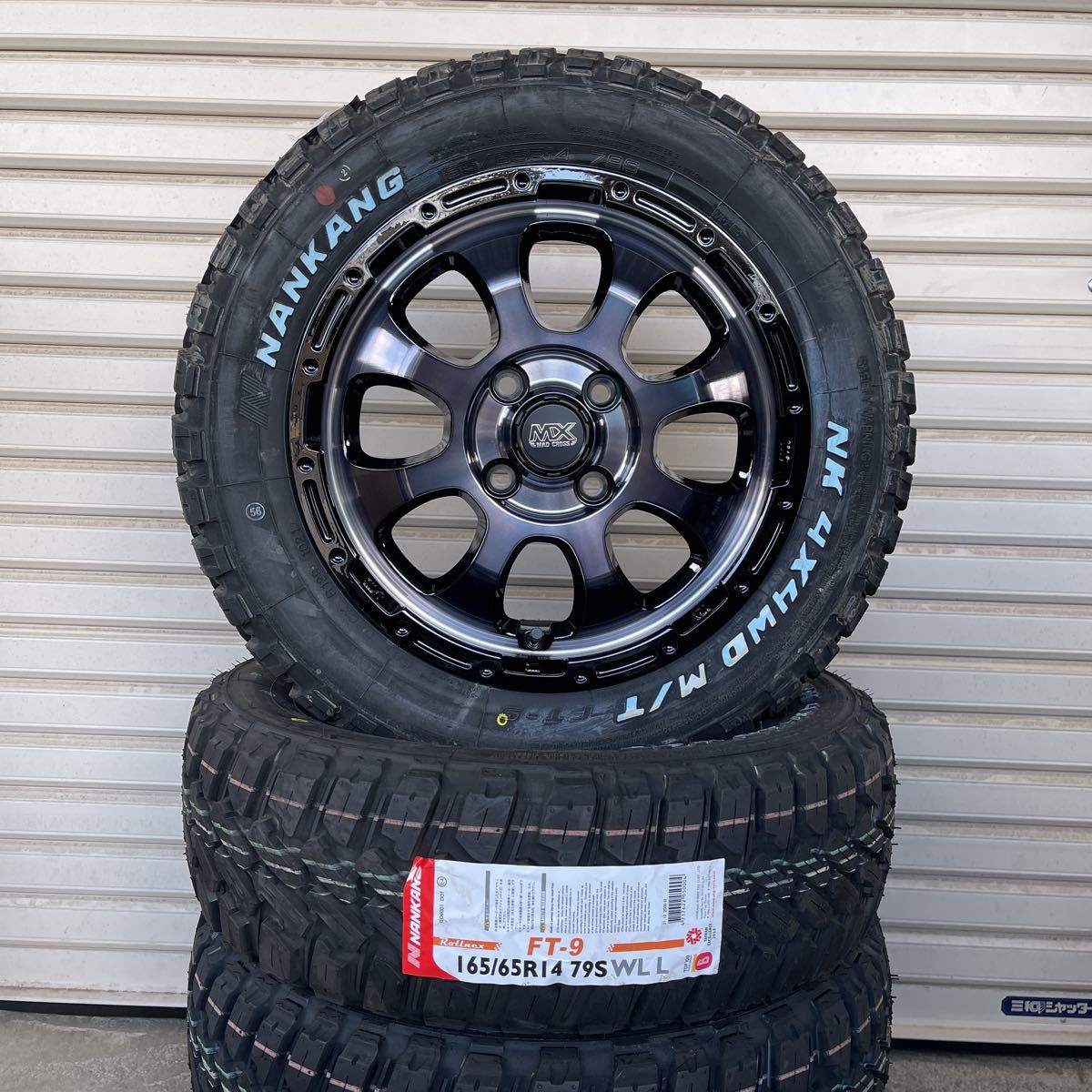 マッドクロスグレイス◆ナンカンFT-9 M/T ゴツゴツタイヤ◆165/65R14◆ホワイトレターマッド　ハスラー エブリィ キャリー ブラッククリア M&frasl;T FT-9 NANKANG +S10 14x4.5 LT