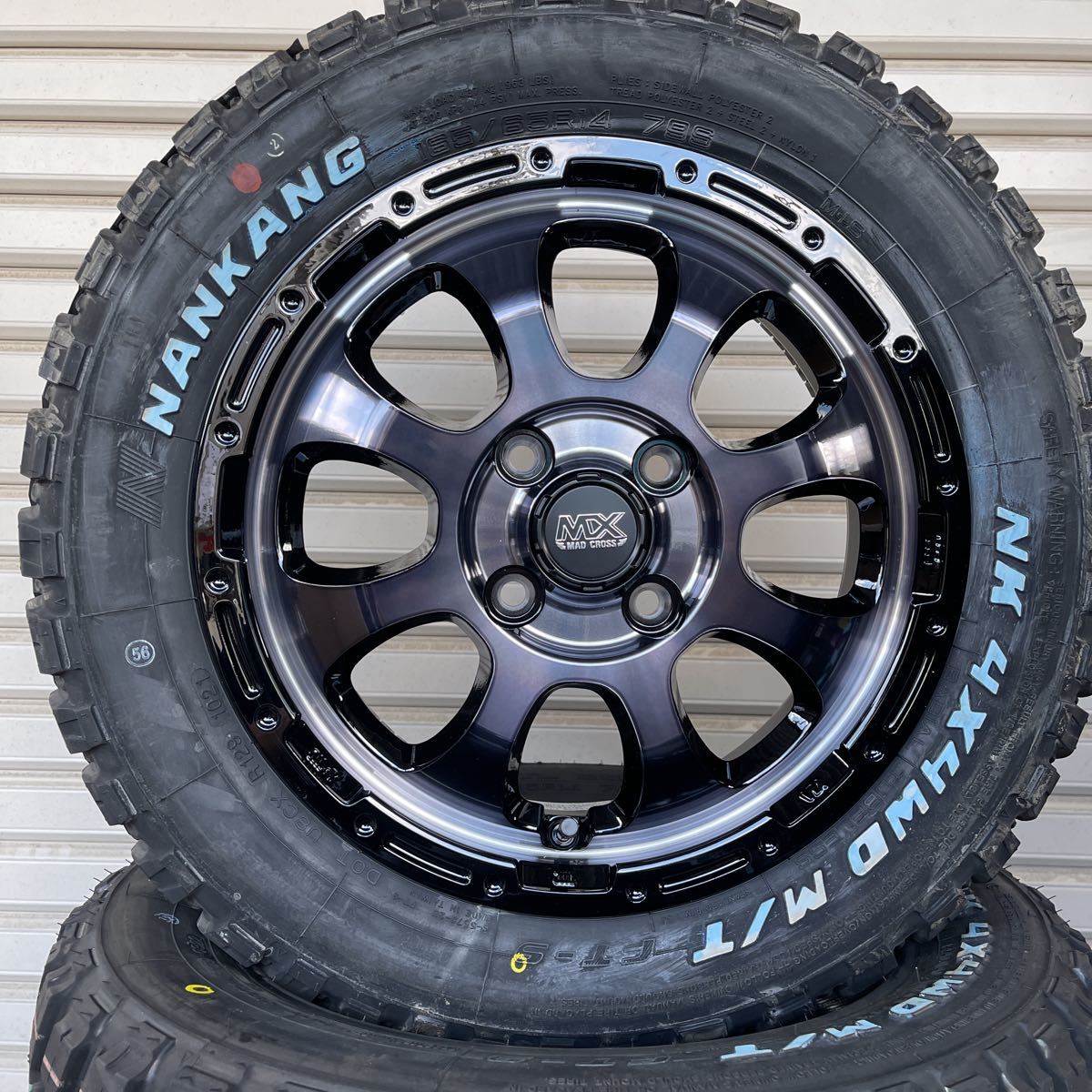 マッドクロスグレイス◆ナンカンFT-9 M/T ゴツゴツタイヤ◆165/65R14◆ホワイトレターマッド　ハスラー エブリィ キャリー ブラッククリア M&frasl;T FT-9 NANKANG +S10 14x4.5 LT