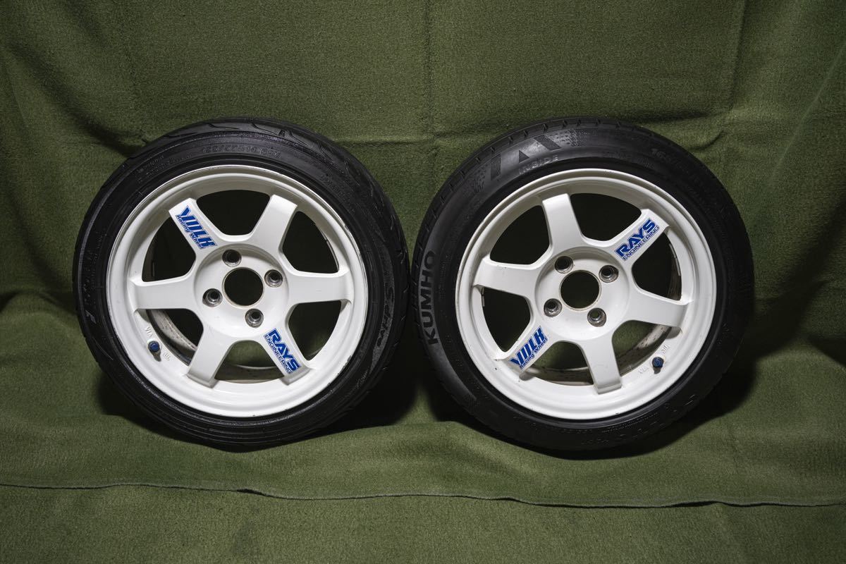 希少 廃盤 14インチRAYS TE37 6.5j+28 2本｜タイヤ・ホイールセット