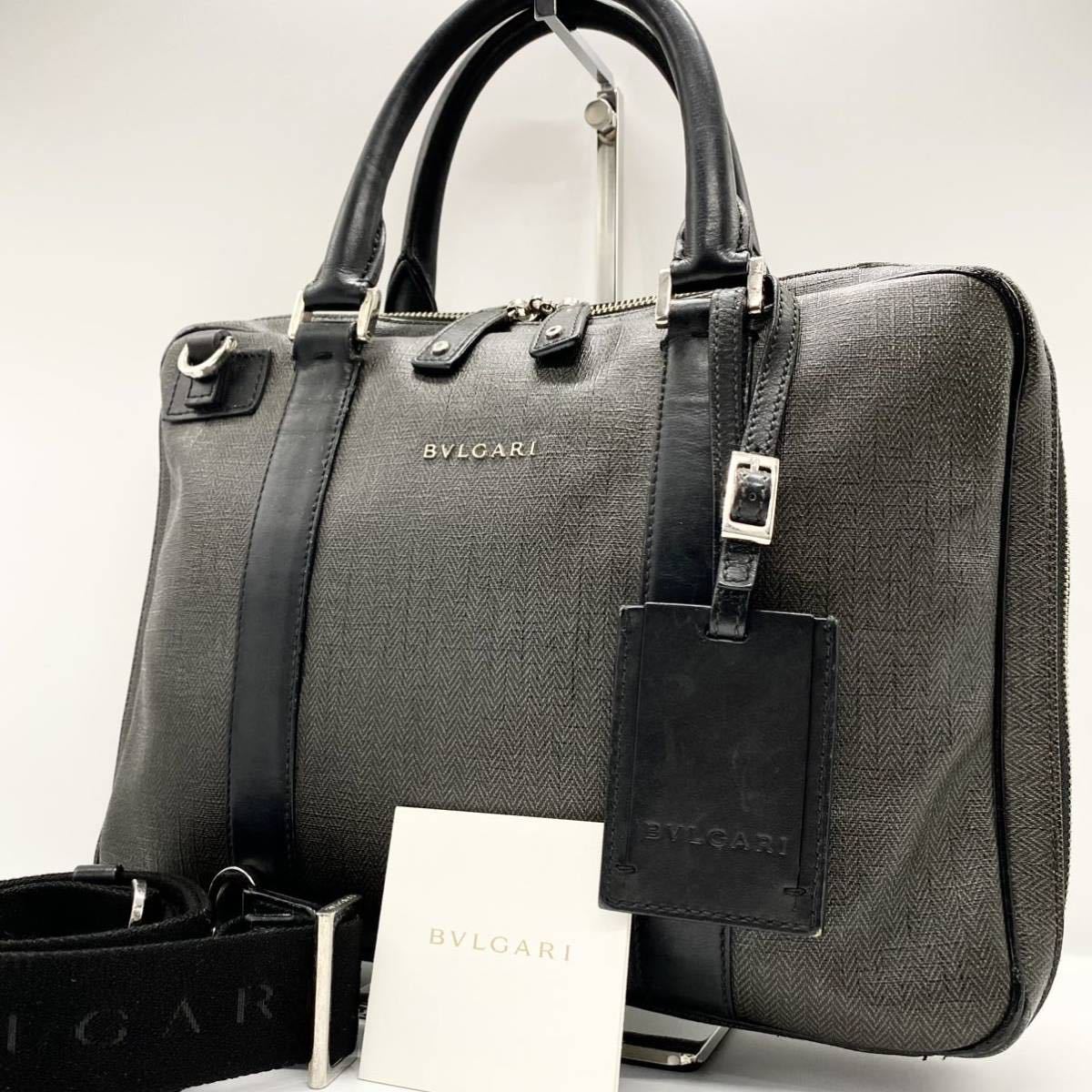 ブルガリ 極美品 BVLGARI （ブルガリ）キャンパス×レザー 極美品 