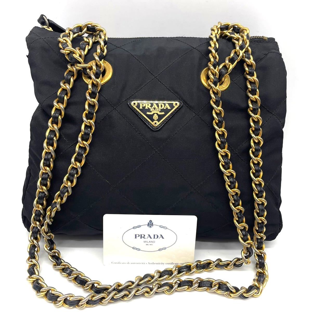 1円《美品》PRADA プラダ チェーンショルダーバッグ トートバッグ 三角 
