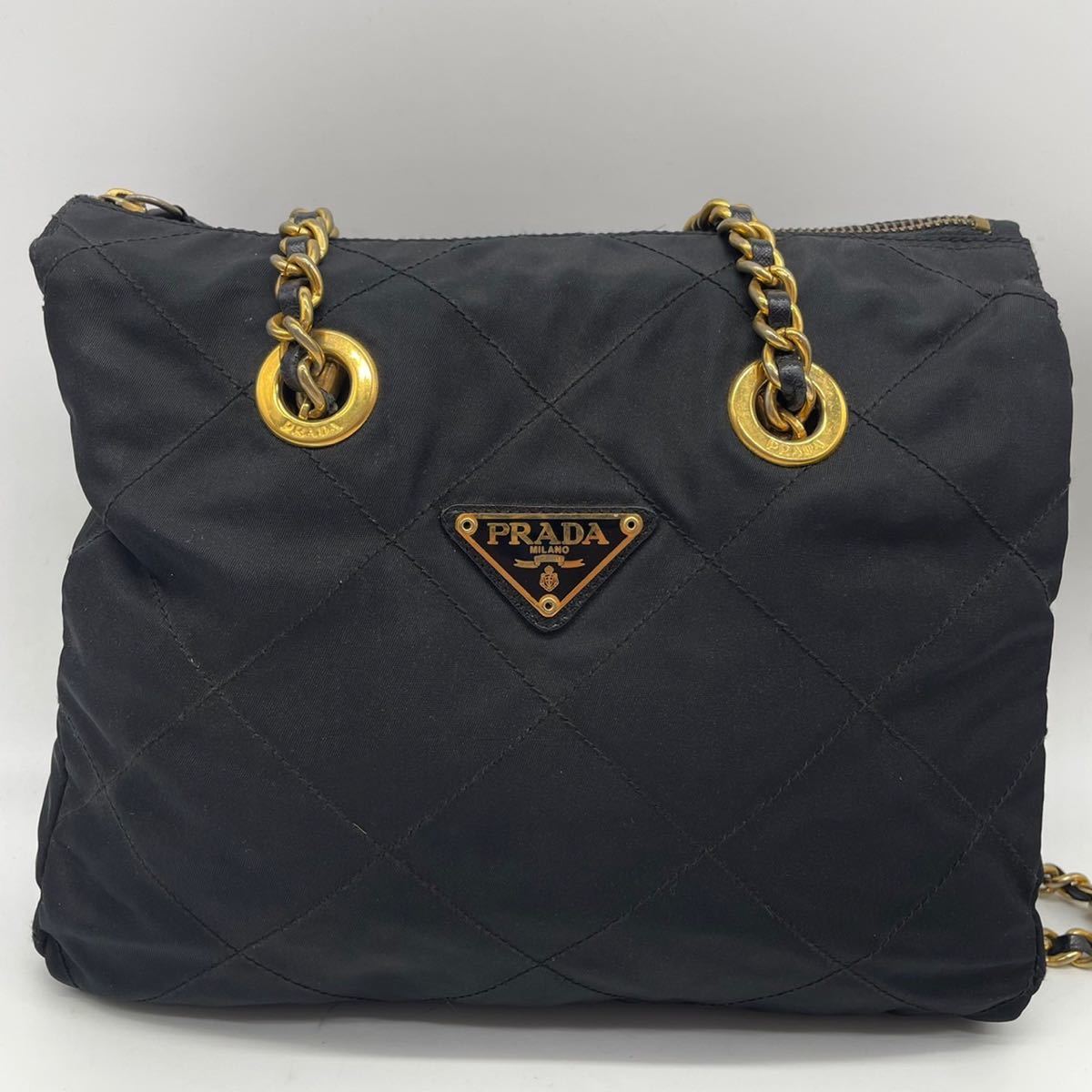 1円《美品》PRADA プラダ チェーンショルダーバッグ トートバッグ 三角 