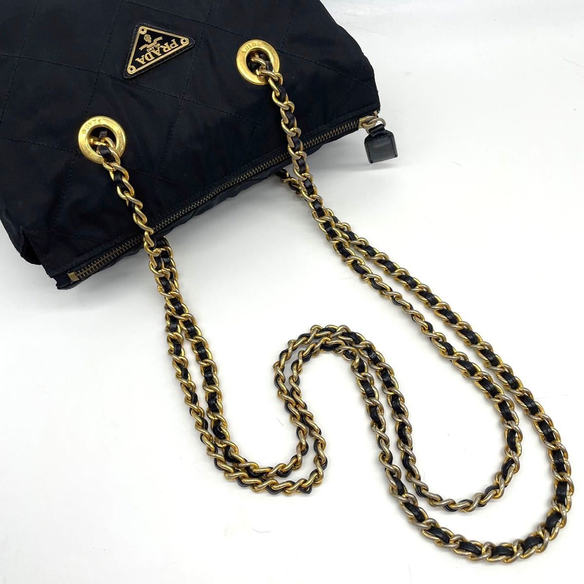 1円《美品》PRADA プラダ チェーンショルダーバッグ トートバッグ 三角 