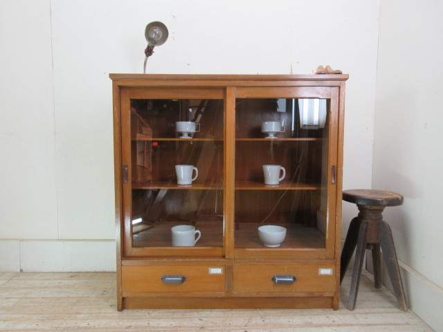 食器棚 古家具 アンティーク : 収納棚 中古 檜 欅 カップボード 水屋箪笥 |