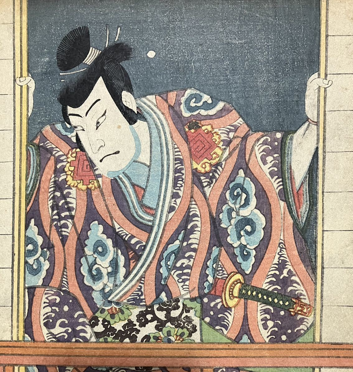 歌川豊国「中村芝翫 不波伴左衛門」 本物浮世絵木版画 歌舞伎絵 役者絵 