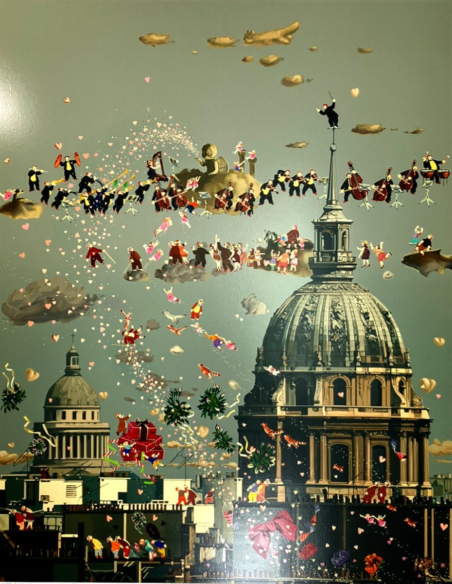 ヒロ・ヤマガタ】パリスオーケストラシルクスクリーン山形博導額装可