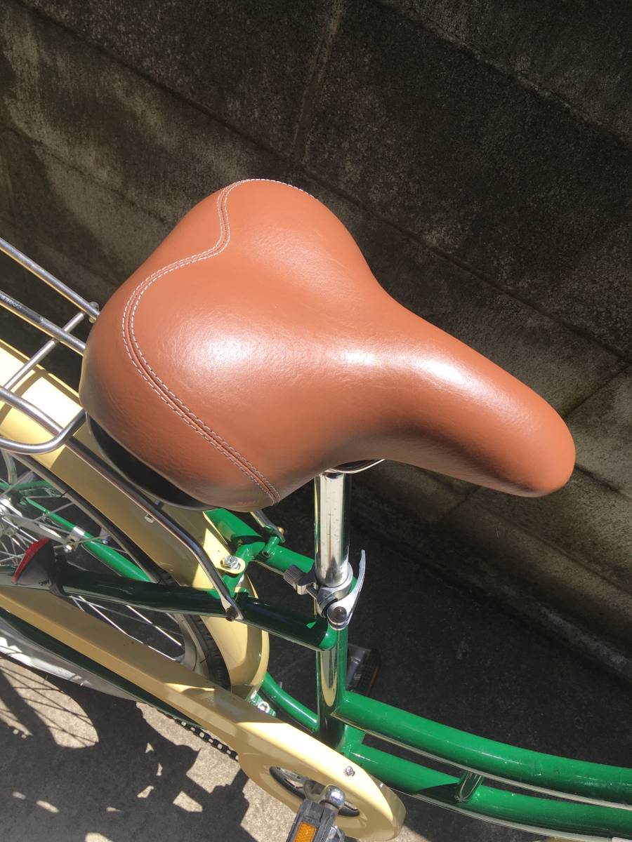 手渡し引き取り限定ビーチクルーザー緑×クリーム24inch前後used後輪