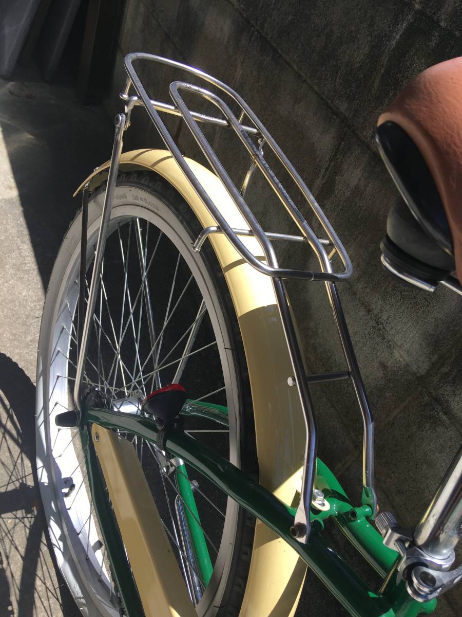 手渡し引き取り限定ビーチクルーザー緑×クリーム24inch前後used後輪