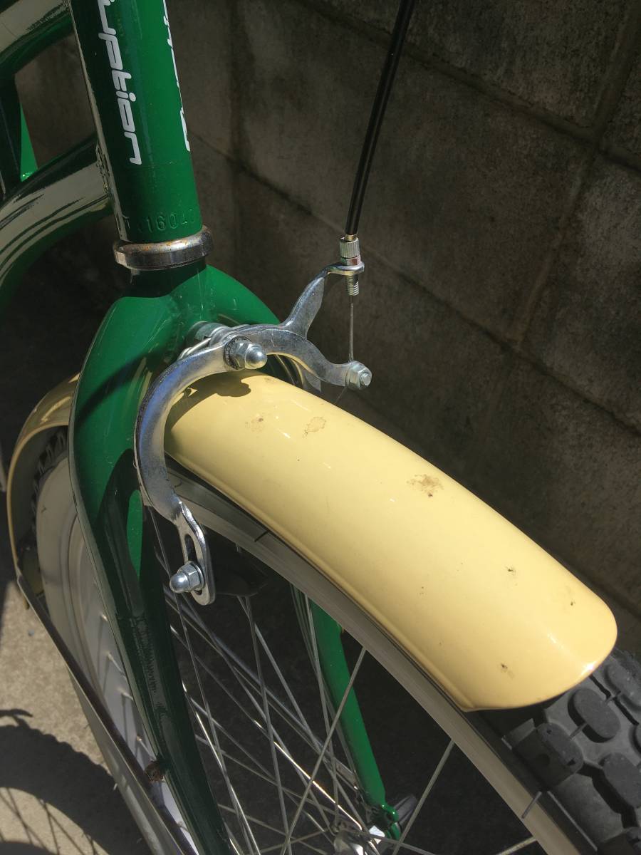 手渡し引き取り限定ビーチクルーザー緑×クリーム24inch前後used後輪