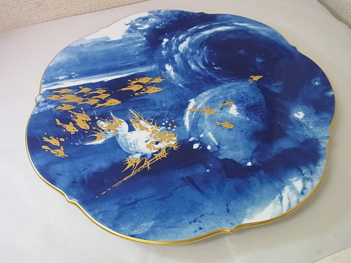 風景飾り皿 オールドノリタケ 金盛上湖畔白鳥風景 ボウル 29cm 飾り皿