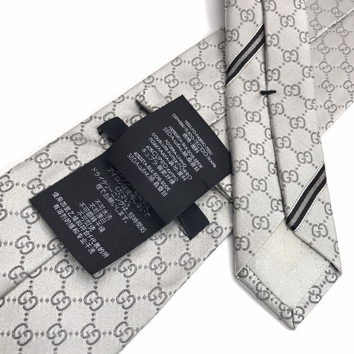 1円 美品 GUCCI グッチ GGパターン シルクタイ ネクタイ 8CM ベルト