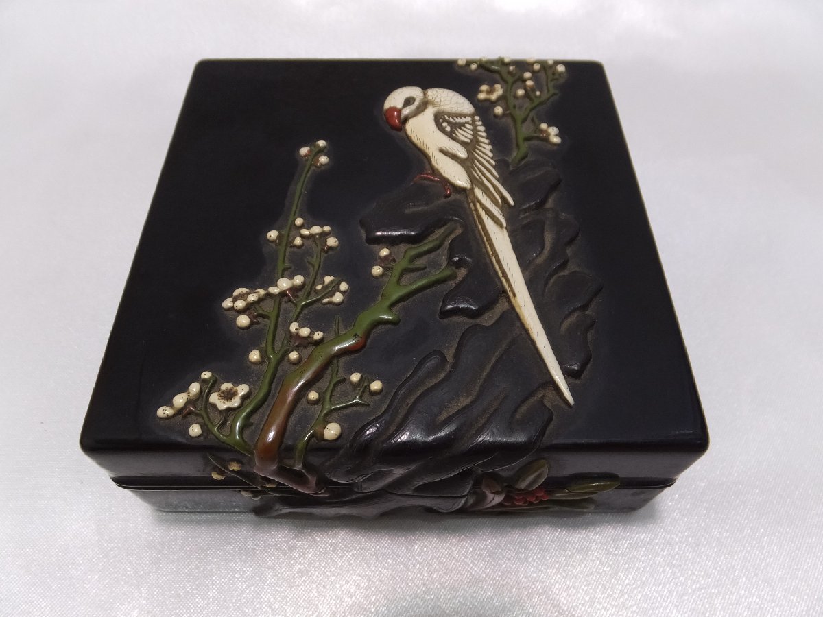 木製 共箱 半月卓上会席膳5客 0 輪島塗 溜塗 図変り草花蒔絵 漆塗り