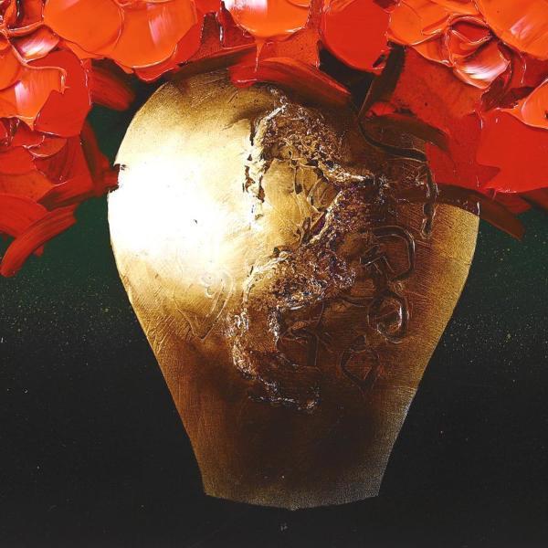 真作】立川 広己・油彩「薔薇」