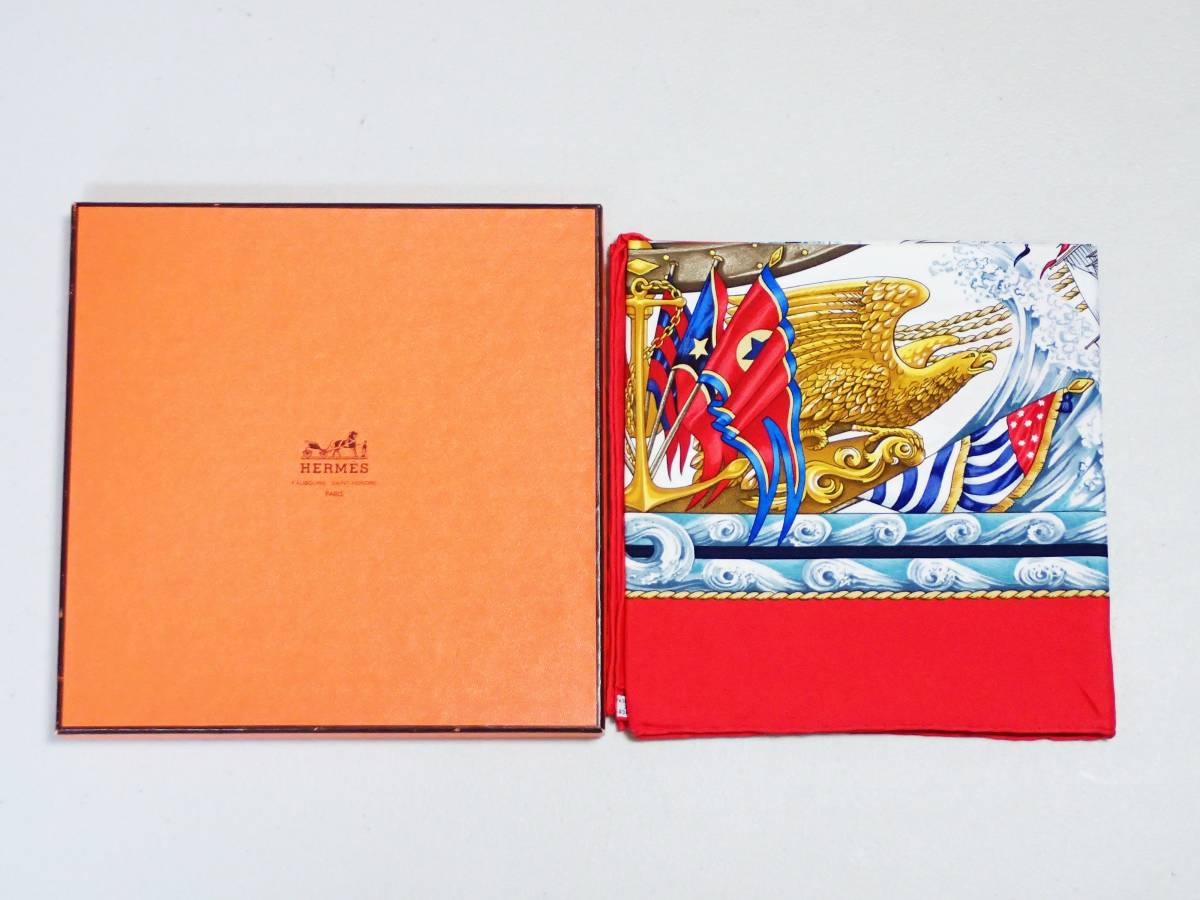 FLA①】 未使用 開封品 / HERMES エルメス カレ90 CASQUES 風よ吹け 