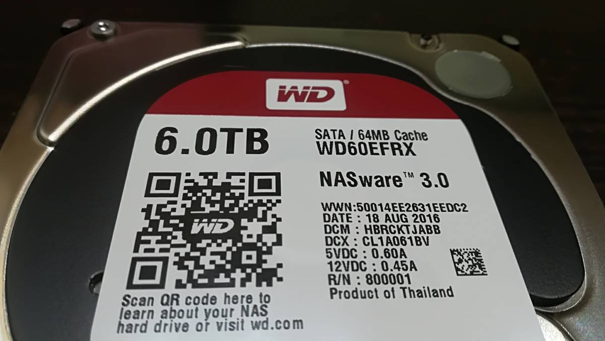 WD Red 6TB HDD WD60EFRX NAS 動作未確認 WD Red 6TB HDD WD60EFRX NAS