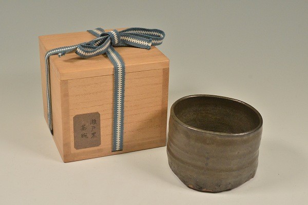 道XA945江戸時代 瀬戸黒茶碗 美濃瀬戸 日本古陶磁 茶道具 瀬戸黒茶碗