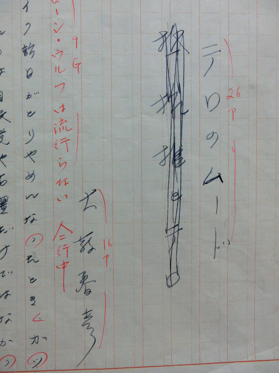 大藪春彦◇自筆肉筆 真筆 草稿◇「テロのムード」16枚完◇中央公論 