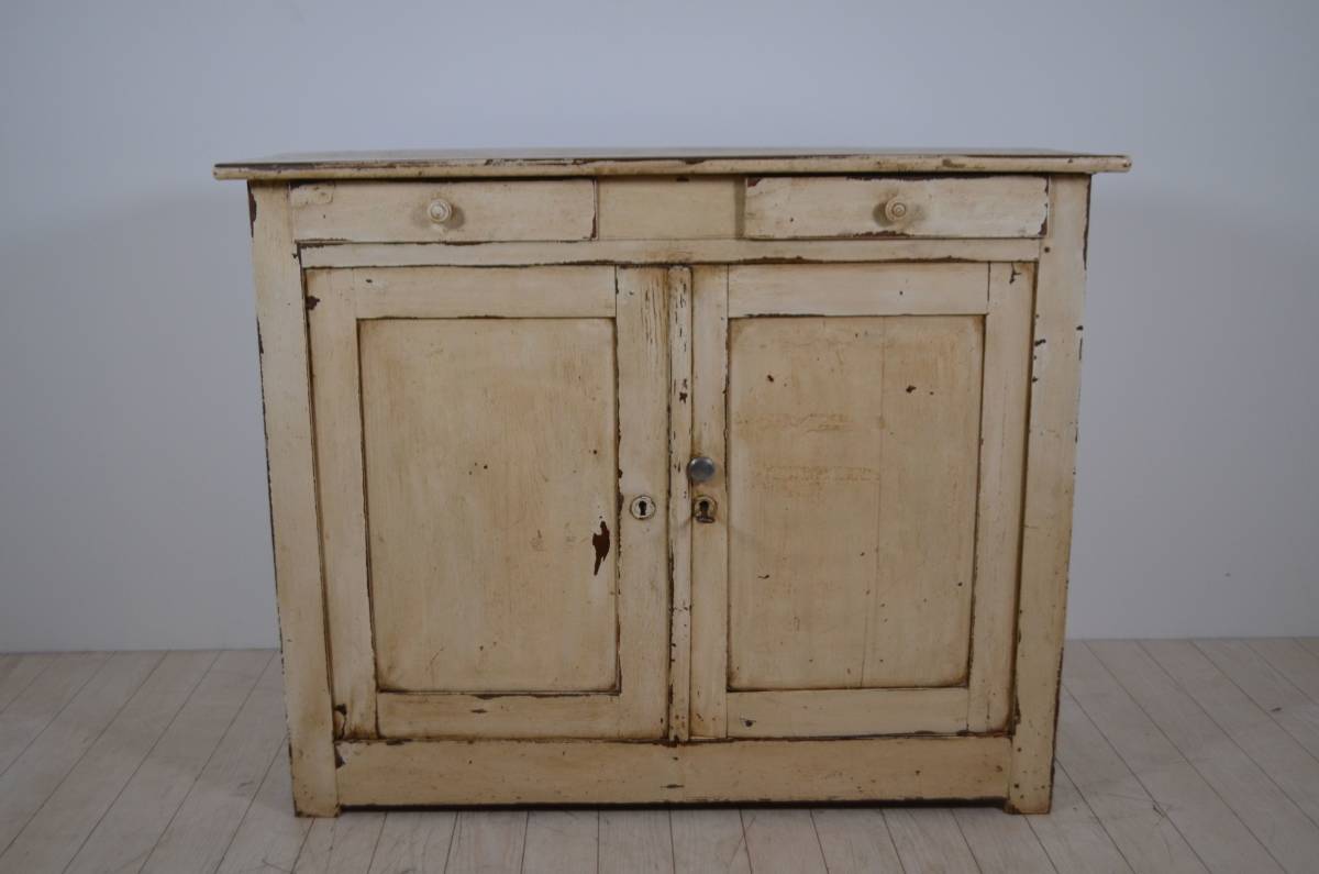 フランス アンティークミルクペイント 収納キャビネット Shabby フランス アンティークミルクペイント 収納キャビネット Shabby