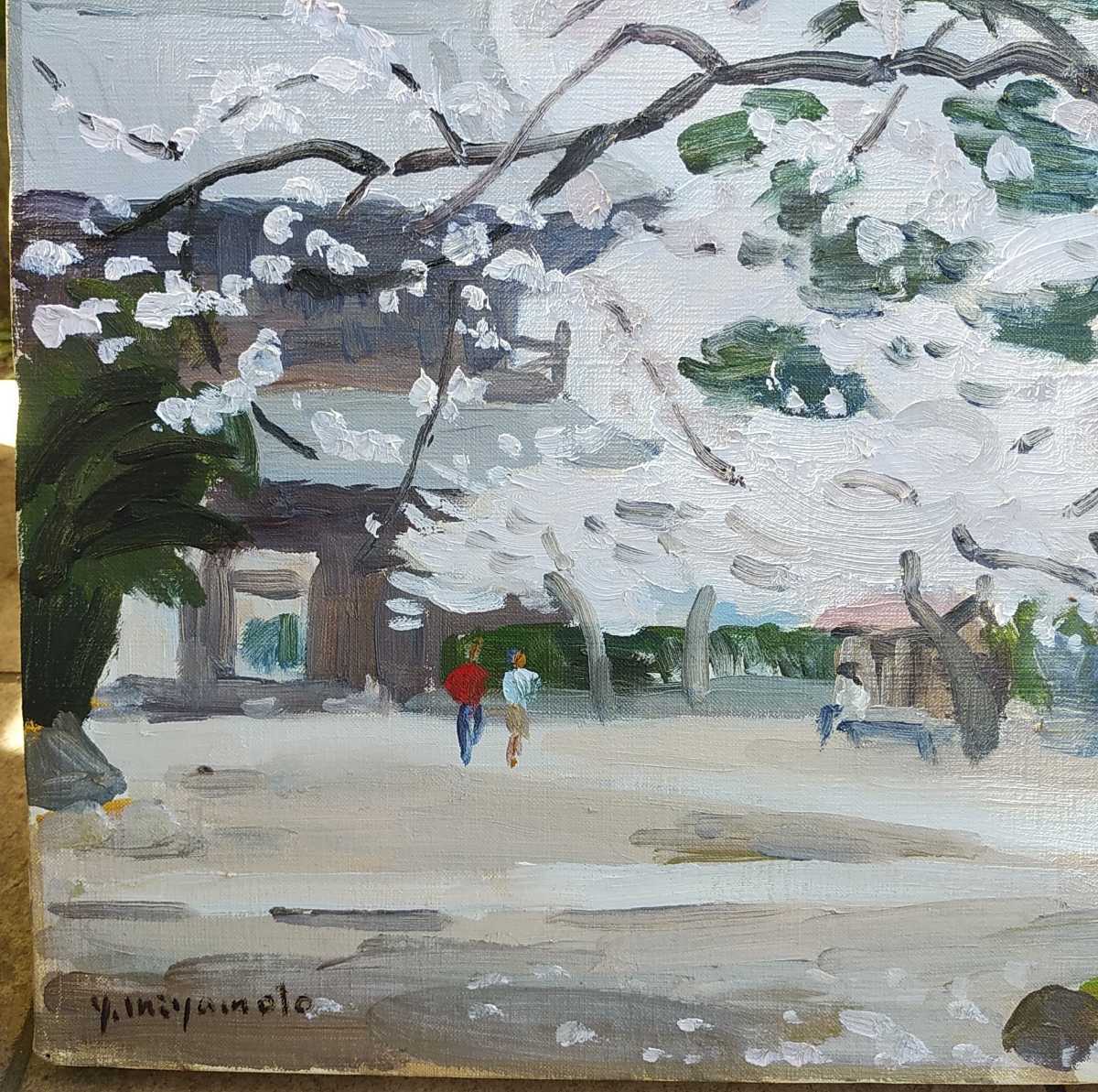 宮本裕之「鎌倉の春・建長寺の桜」F8号油彩 師；中村琢二 日展会友