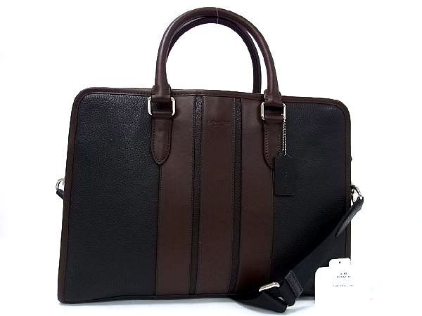 コーチ ビジネスバッグ レザー F72308 COACH - 黒×ダークブラウン