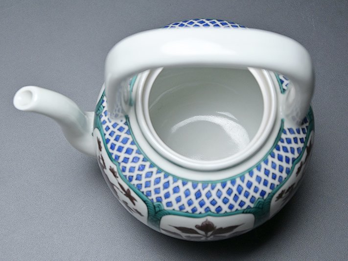 北村 和善 作 色絵 唐草文 水注 共箱 y080334 】京焼 煎茶道具 工芸品