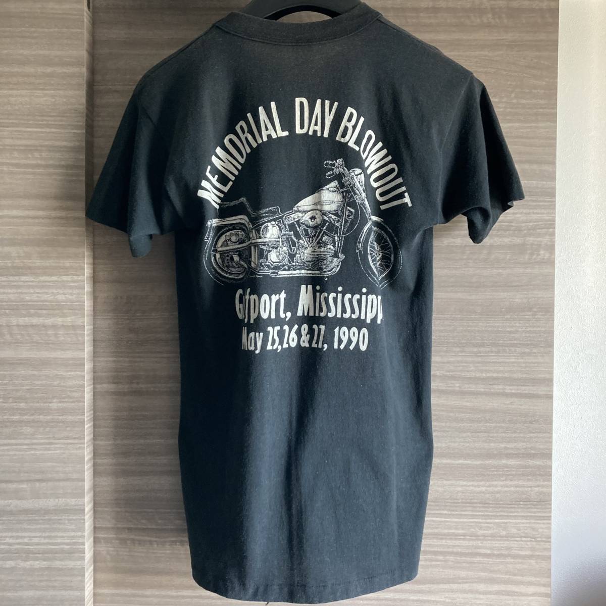 90s USA製 Vintage 古着 ハーレー パンヘッド 両面プリント Tシャツ 黒 