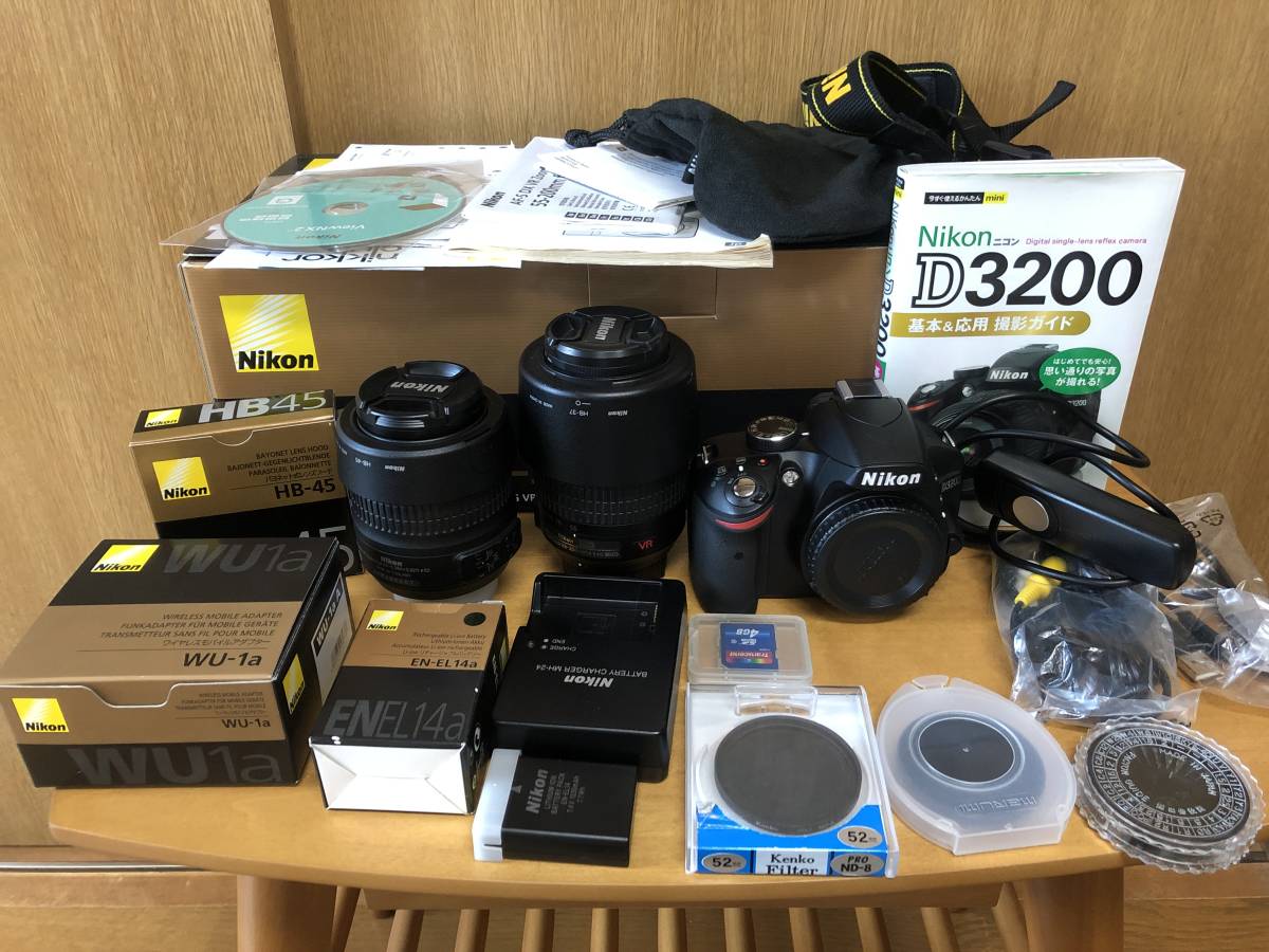 NikonD3200ダブルズームキットブラック中古品付属品多数 中古
