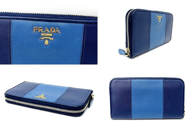 プラダ PRADA サフィアーノメタル ラウンドファスナー長財布 ネイビー 