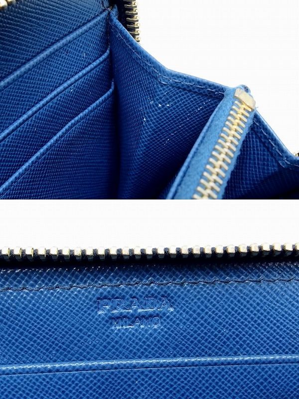プラダ PRADA サフィアーノメタル ラウンドファスナー長財布 ネイビー 
