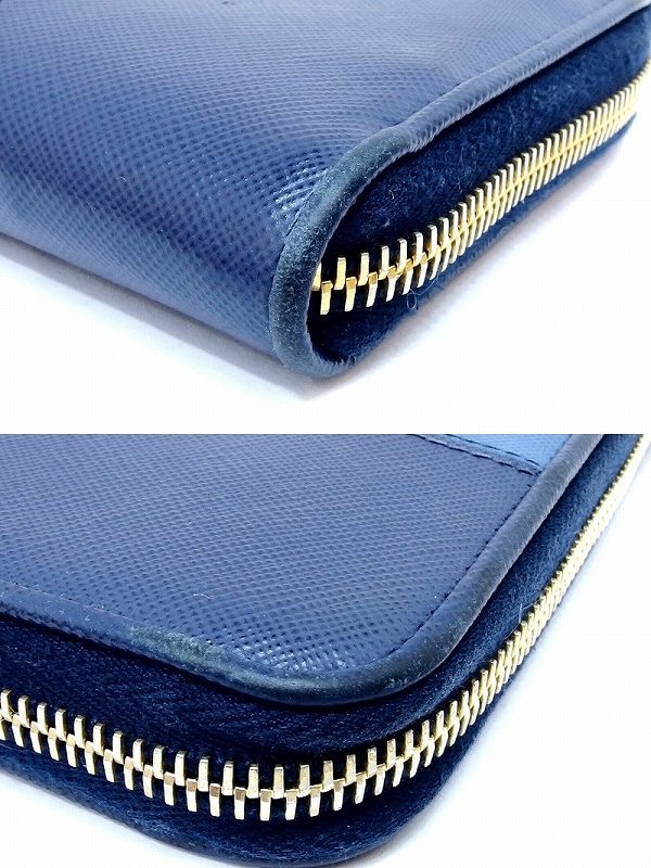 プラダ PRADA サフィアーノメタル ラウンドファスナー長財布 ネイビー 