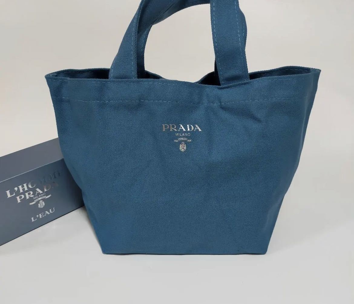 プラダ PRADA ノベルティ ブルー トートバッグ ポーチ | ラクマ 水色 