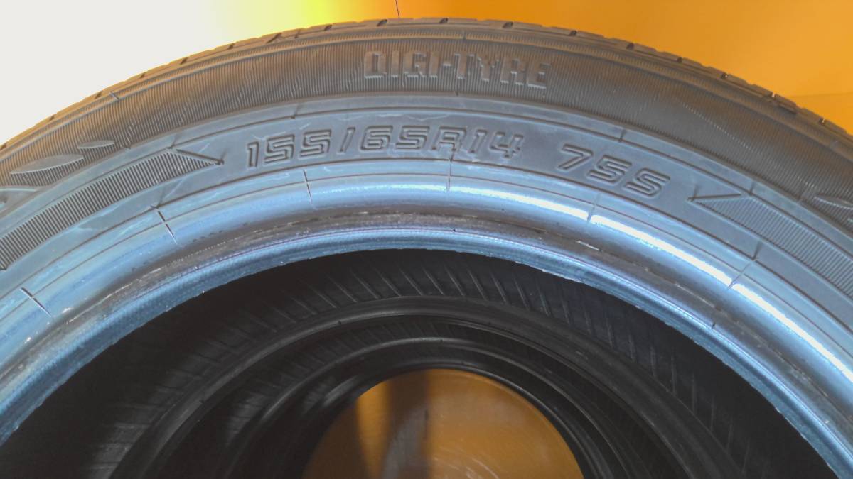 155/65R14 ダンロップ EC202 19年製造 4本セット 中古品