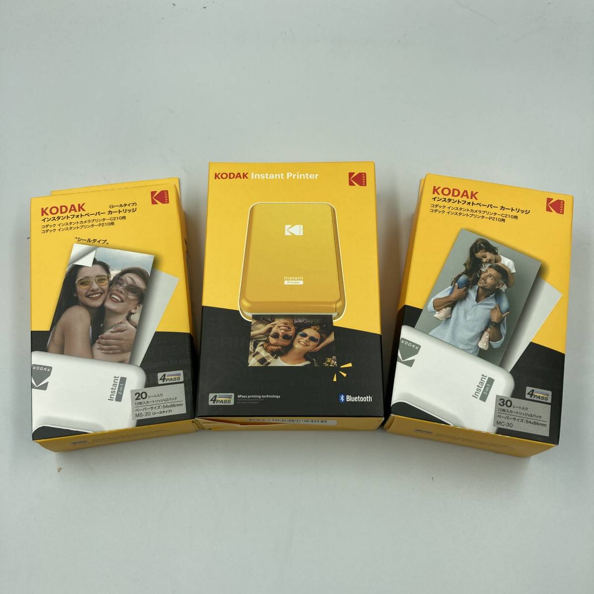 【新品】KODAK スマホ用インスタントプリンターAM-1430-P2 イエロー Bluetooth接続 P210YE ＋フォトペーパーカートリッジ ＋シールタイプ