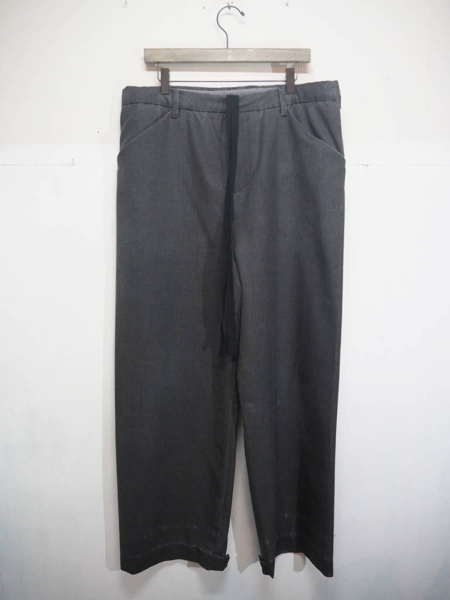 希少 17AW SUNSEA サンシー PAINTED WOOL PANTS ワイド ウール イージー パンツ サイズ3 17S66 吾亦紅 別注 灰 グレー 805M
