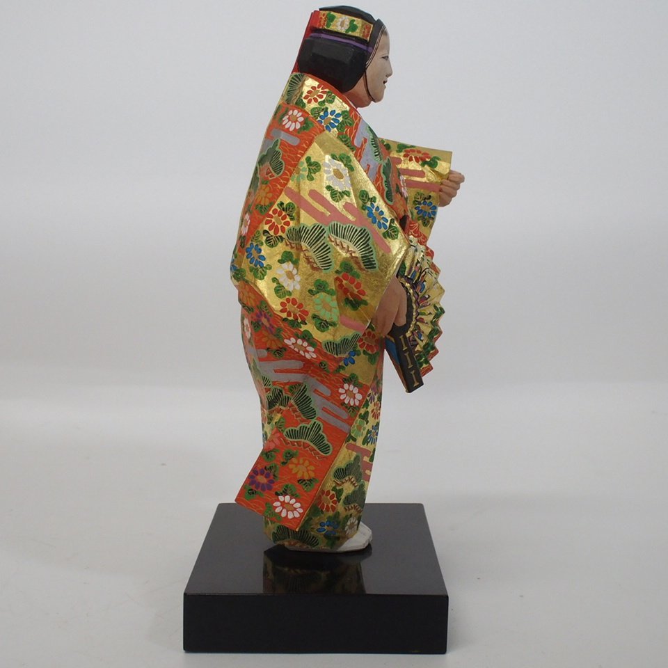 f002 E1 12.奈良一刀彫 彫刻家 為田哲園作 熊野 木彫彩色金彩 八寸 能 