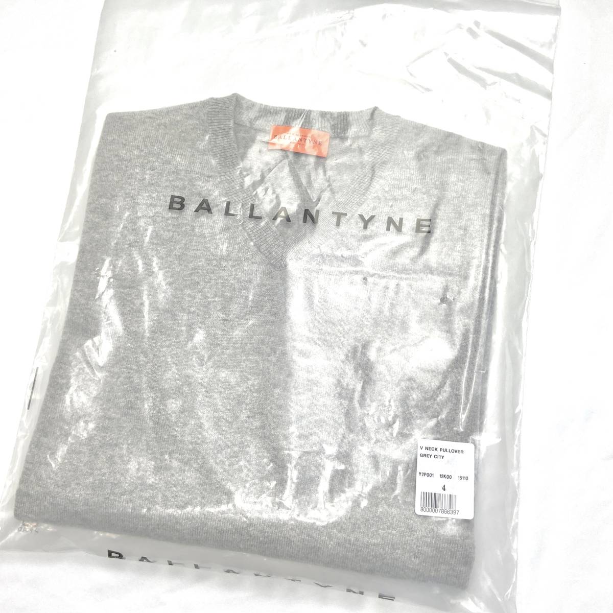 未使用品 バランタイン カシミア100%のイタリア製Vネックニット イタリアsize46 ライトグレー色 Ballantyne 最高峰 内蒙古産カシミヤ バランタイン 未使用品 BALLANTYNE ブルー ５４ KLD
