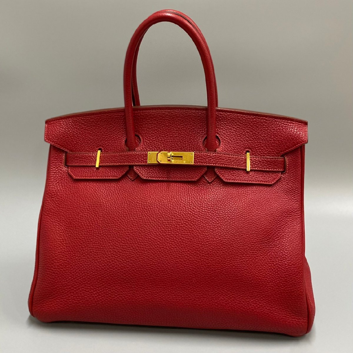 1円 極 美品 希少 □E 刻印 HERMES エルメス バーキン 35 内縫い トリヨン レザー 本革 金具 ハンドバッグ トートバッグ レッド 13031