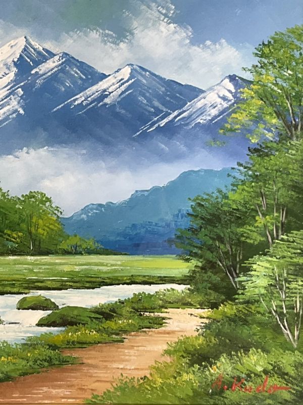 真作保証□油彩□工藤昭重□南アルプス□壮大な逸品・傑作□額付絵画