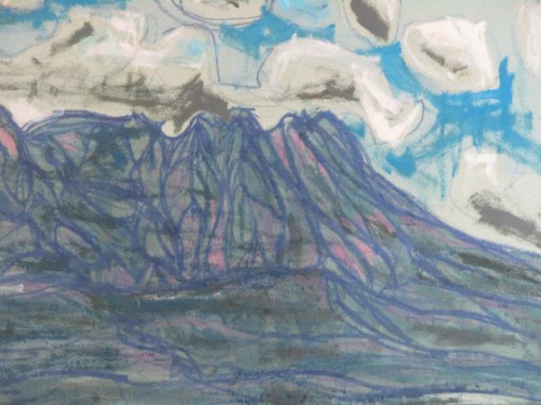 真作」芸術院会員 西山英雄 「櫻 島」 日本画 15号 共シール 直筆