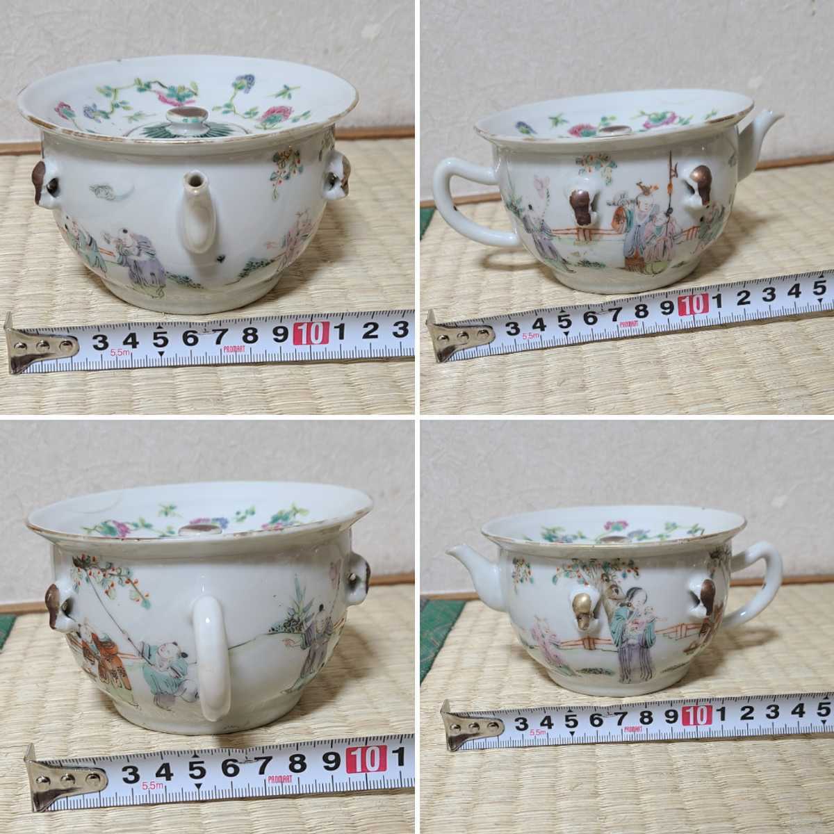 煎茶道具 古玩 中国 時代 粉彩 嬰戯図 急須 水注 在銘 唐物 後手 珍品 