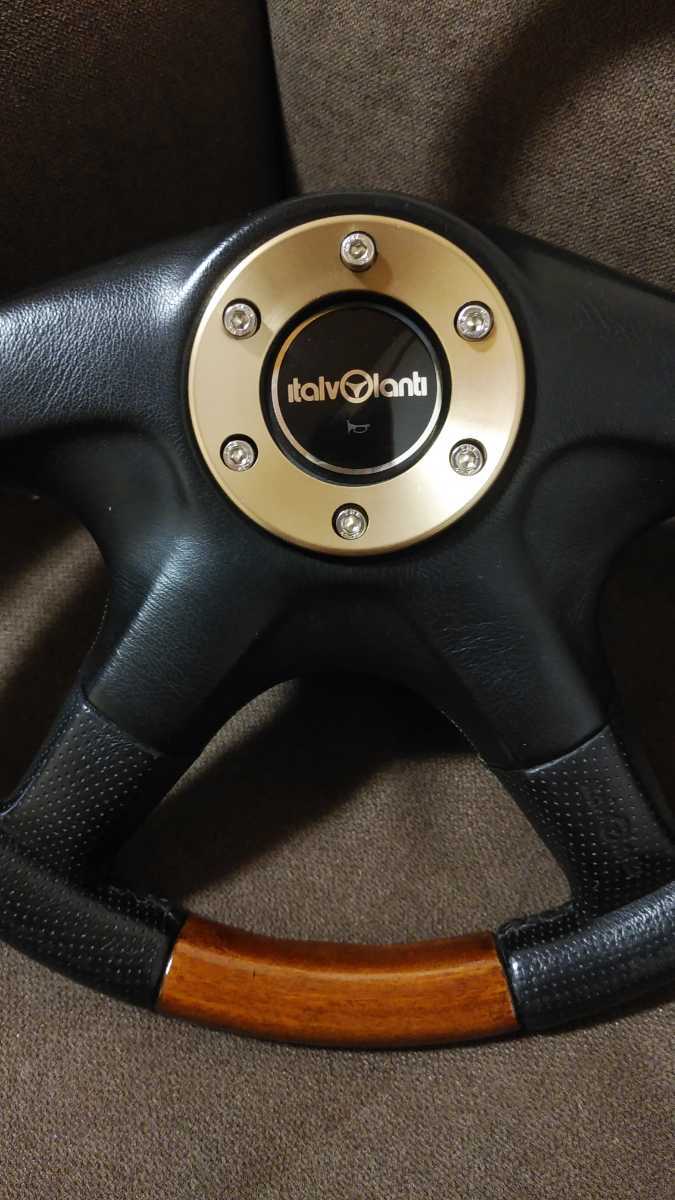 italvolanti ステアリング ウッド レザー37パイ