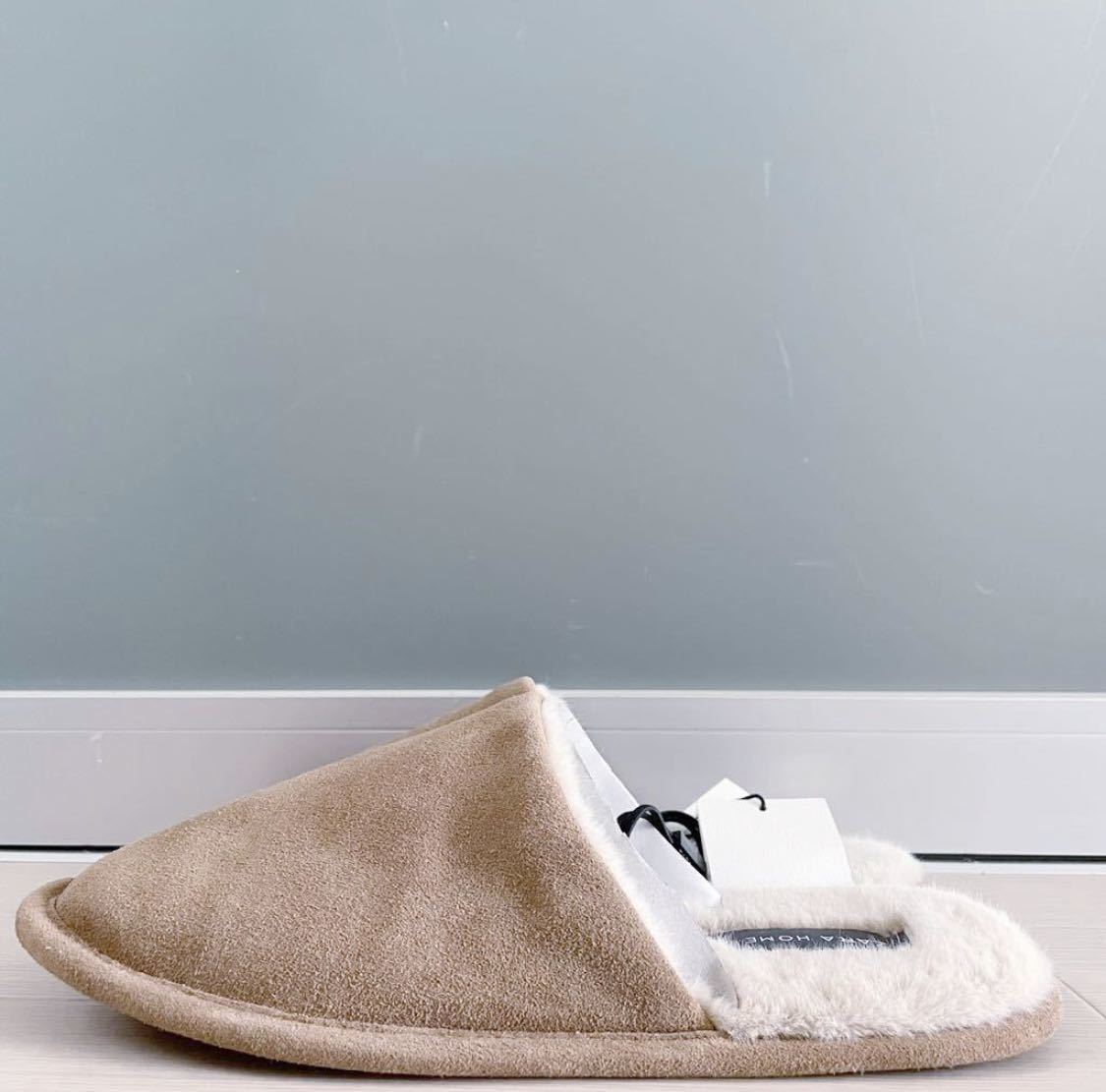  43 ZARA HOME MAN ザラホーム マン メンズ ウォーム レザー クロッグ スリッパ ルームシューズ ベージュ キャメル フェイクファー(スリッパ)｜売買されたオークション情報、yahooの商品情報をアー スリッパ