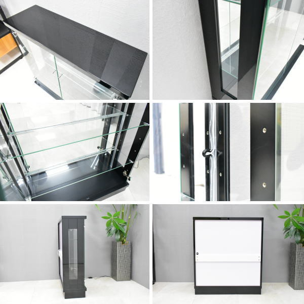 ST77C07-KC=【地域限定送料無料 新品 】LEDライト付コレクションボード 幅75cm ブラック【完成品ケース飾棚キャビネット収納outlet家具 0 &Tradition 1