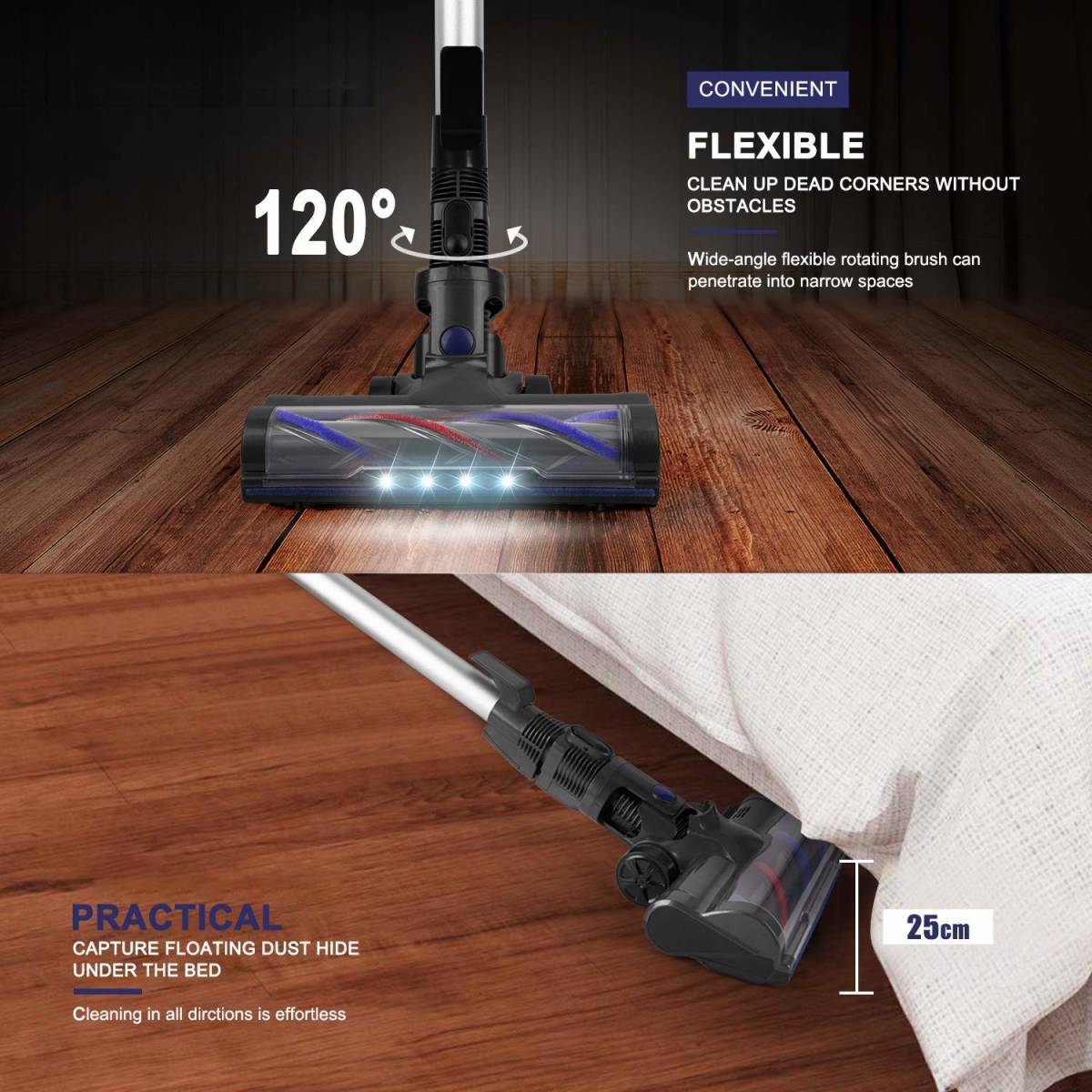 Moosoo-x6コードレスハンド掃除機，10kpa吸引，120w，2200mah，1.3l，4