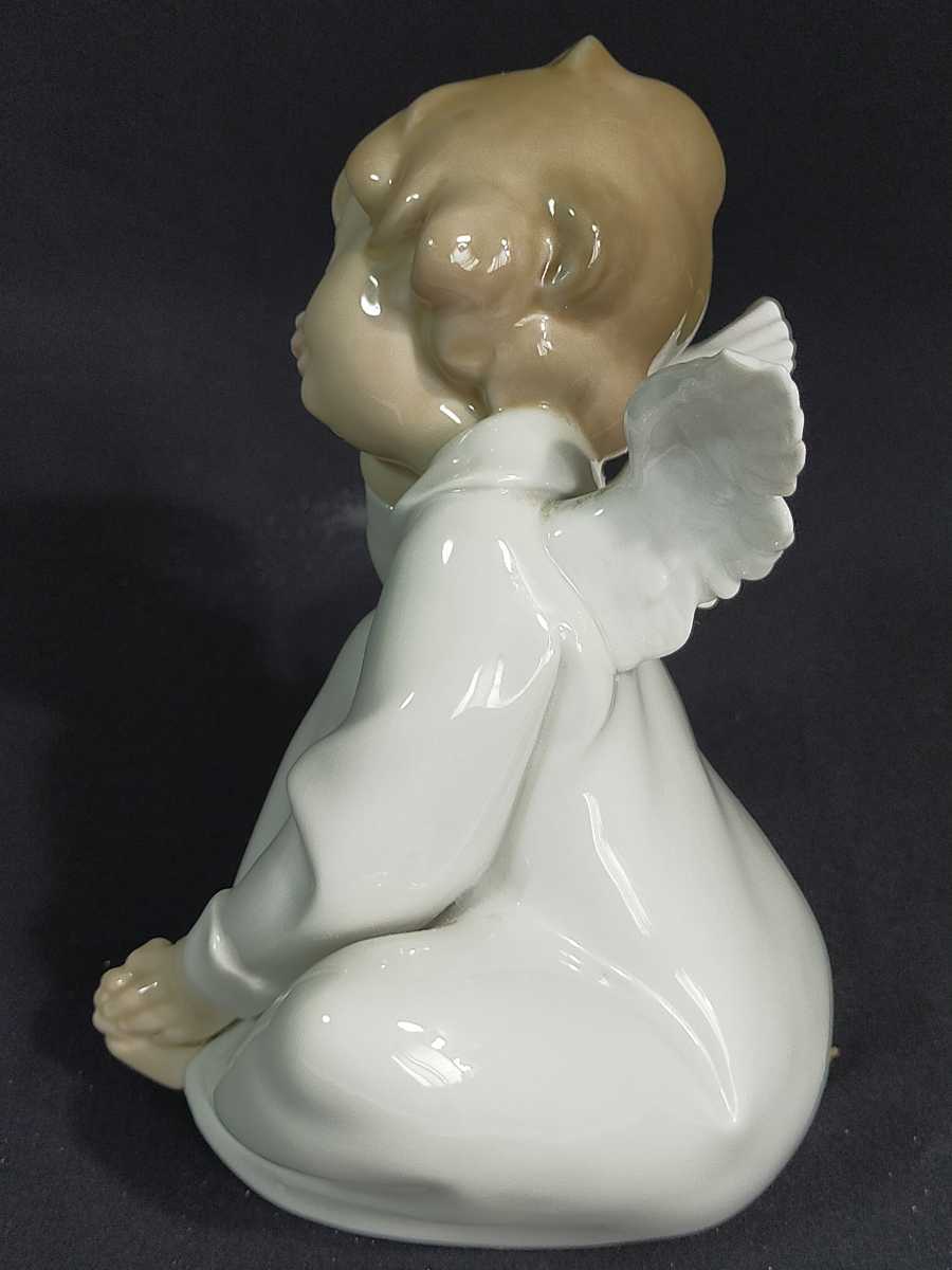 NN0303 B 756 LLADRO リヤドロ　天使の考え事（なんとかなるよ）フィギュリン　置物　陶器　インテリア　エンジェル　天使　人形　