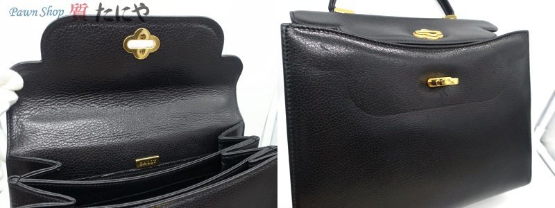 送料無料 【バリー】BALLY ハンドバッグ ブラック レザー ゴールド金具