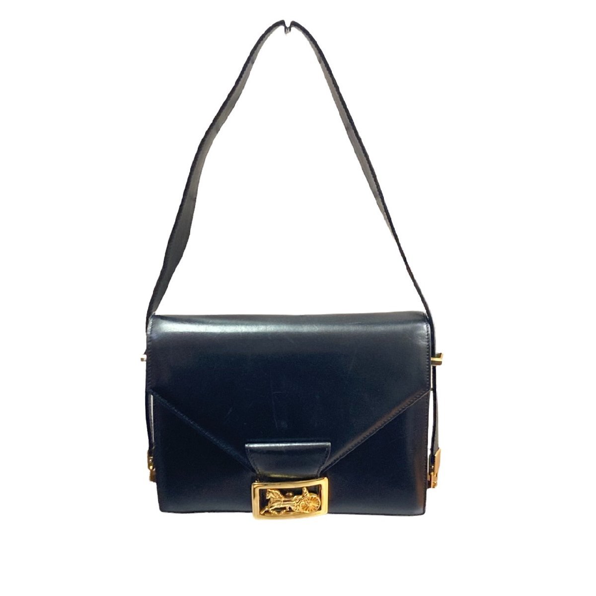 CELINE セリーヌ 馬車金具 ゴールドバックル ショルダーバッグ CELINE セリーヌ 馬車金具 ゴールドバックル ショルダーバッグ